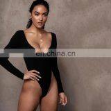 Wholesale Women Long Sleeve Wide Round Neck Ribbed Cotton Bodysuits for Women thumbnail-4