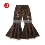 Tie-dye Girl Bell Bottom Pants Kids Children Ripped Hole Denim Pant Baby Girl Fashion Trousers Long Pant Double Single Decker thumbnail-1