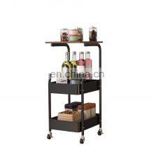 3 Layers Storage Trolley With Bamboo Popular Storage Trolley Kitchen Cart Steel Powder Coating Trolley Kitchen Storage Rack