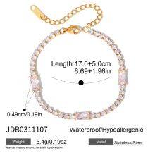 Gold Plated Stainless Steel Tennis Bracelet With CZ Drop Charm for Women Waterproof Adjustable Chain Bracelet Jewelry Wholesale thumbnail-3