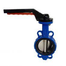 Factory Direct DIN Handle Type Wafer Butterfly Valve WCB/Ductile Iron Body PTFE Soft Sealed SS304 Disc Manual Clamp Connection thumbnail-1