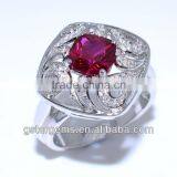 925 Sterling Silver Created Ruby Ring Gemstone Jewelry Hong Kong Wholesale