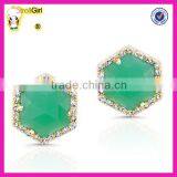 Silver Jewelry 925 Sterling Silver Turquoise Stud Earring With Gold Plated White cz Pave thumbnail-2
