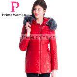 New Design Winter Women Short Coachman Leather Jacket With Brown Fox Hat Overcoat thumbnail-2