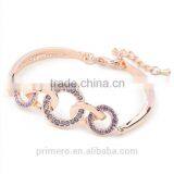 Fashion Jewelry 18K Rose Gold Filled Clear Unique Circle Austrian Crystal Bangle Bracelet thumbnail-4