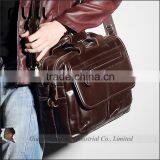Famous Brand Men Brown Vintage Genuine Leather Messenger Bag