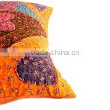 RTHCC-2 Floral Theme Kantha Patchwork Hot Selling Gujarati Embroidered Cushion Cover Home Decor Jaipur Manufacturer and Exporter thumbnail-4