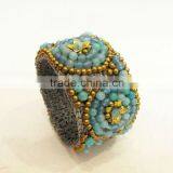 Agate and Beads Stone Wax Bangle, Wax Thread Bangle, Bracelet thumbnail-1