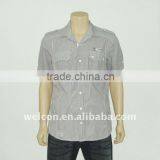 100% Cotton Casual Short Sleeve Style Stripe Men Shirt thumbnail-1