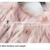 2016/2017 New Style Women Winter Pink Knitted Raccoon Fur Short Shawl With Round Collar and Fur Balls thumbnail-3