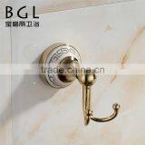 Fresh Design Zinc Alloy and Ceramic Bathroom Accessories Wall Mounted Gold Finishing Double Robe Hook-11835