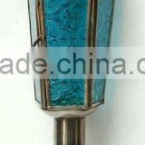 Manufacturer of Iron Garden Candle Stick Lantern Blue Glass