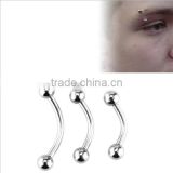 OEM ODM customized fashion cambered eyebrow stud stainless steel 2017