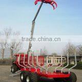 Tractor Use Forest Hydraulic Log Trailer Wood Wagon Timber Loading Trailer Log Wagon With Crane Grapple thumbnail-6