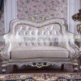 Graceful European Noble Living Room Furniture Genuine Leather Sofa Set thumbnail-3