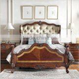Unique Wing Back Design Royal Bed Set, Antique Carved Wooden Post Bed With Night Stand, Palace Royal Bedroom Furniture Set thumbnail-2