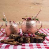 Copper Moscow Mule Mugs Set of 4 Pure Copper Beer Mug With Black Gift Box , Hammered Copper Mugs With Black Gift Box, thumbnail-1