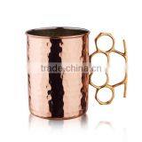 Hammered Copper Beer Mug With Brass Handle thumbnail-1