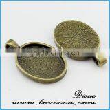 18x25mm Antique Brass Plated Oval Pendant ,fashion Alloy Pendant Setting,pendant Trays and Setting thumbnail-1