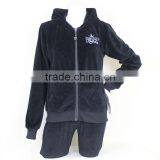 Custom Designer Ladies Black Velour Tracksuits thumbnail-1
