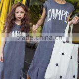 Korean Dresses New Fashion Lady and Girls Combed Cotton Long Dress thumbnail-1