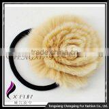 CX-E-09A Wholesale Real Rex Rabbit Fur Elastic Hair Accessory thumbnail-1
