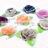 CX-A-33 Wholesale Genuine Rex Rabbit Fur Flower Breastpin thumbnail-1