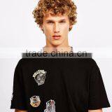 MGOO Newest Arrival Beautiful Embroidered T-shirt Custom Handmade Animal Pattern Tees Mens Black Cotton Tshirts thumbnail-2