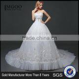 Sexy Bandeau Lace Beaded Cream Crepe Ruffles Weding Dress Pleated Corset Bodice Luxury Bridal Dress thumbnail-1