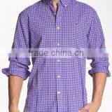Cotton Casual Purple Plaid Men Shirts