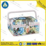 Cotton Fabric Container Homes Wooden Storage Trunk Box With Handle Containers Sewing Basket Gift Baskets Sewing Kits