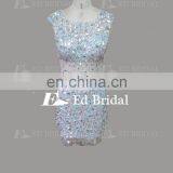 Luxury Crystal Beaded Cap Sleeve See Through Tulle Sexy Short Formal Cocktail Dresses thumbnail-2