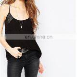 Black Color Woman Fashion Hollow Tops With Trim thumbnail-1