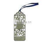 Custom Zinc Alloy Silver Hollow Design Electronic Dictionary Bookmark With Ribbon