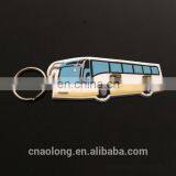 Made in China Bus Shape Custom Embossed Logo Rubber Keyring,soft Pvc Plastic Keychain