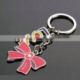 Sweet Colorful Metal Love Letter With Bowknot Shaped Metal Keychain