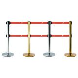 double head retractable belt crowd control barrier with cement bases