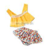 Fashion Baby Sets Lace Yellow Slip Tops And Floral Pants Summer Baby Girl Boutique Outfits thumbnail-1