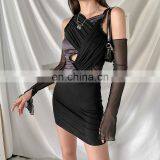 LAITE D2183 New Design Autumn&winter Women Fashion V-neck Hollowing Out Casual Dresses See Through Sexy Dress thumbnail-6