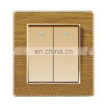 Type 86 UK/EU Standard 2 Gang 1/2 Way Wall Push Button Light Switch Thick Solid Wood Panel Sockets and Switches Electrical 10A