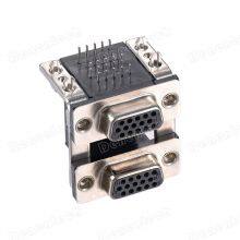 Denentech Hardware Parts Right Angle Dual Port HDR15 Female To HDR15 Female D-SUB Connector thumbnail-2