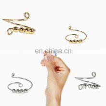 Copper Simplicity Women Adjustable Finger Anti Beaded Sterling Silver Fidget Rings Anxiety thumbnail-5