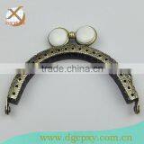 New Arrival 8.5*5cm Red Antique Brass Metal Purse Frames With White Diamond