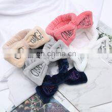 Soft OMG Letter Coral Fleece Wash Face Bow Hairbands For Women Girls Headbands Headwear Hair Bands Turban Hair Accessories thumbnail-3