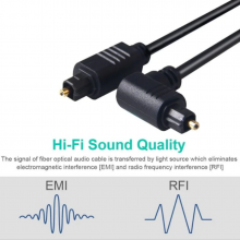 Angled Digital Toslink Optical Audio Cable,Gold-Plated,4mm Black PVC thumbnail-2