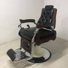 Vintage Black Luxury Style Barber Chair Hydraulic Pump Reclining Back Height Adjustment Barber Chair for Barber Workshop thumbnail-1