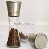 Amazon Manual Brushed Stainless Steel Salt and Pepper Mills Grinder Stunning Glass Body Pepper Grinder Long Bottle thumbnail-2
