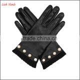 Women's Pearl-embellished Winter Leather Gloves thumbnail-1