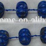 Natural Lapis Carved Plumkin Beads Precious Natural Gemstone Lapis Round Beads thumbnail-1