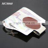 Promotional Oval Shaped Stainless Steel Metal Brown Leather Money Clip thumbnail-4
